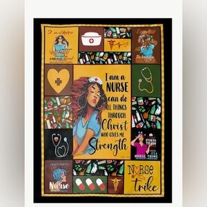 New “She Did That” Nurse Graphic Throw Blanket 💕